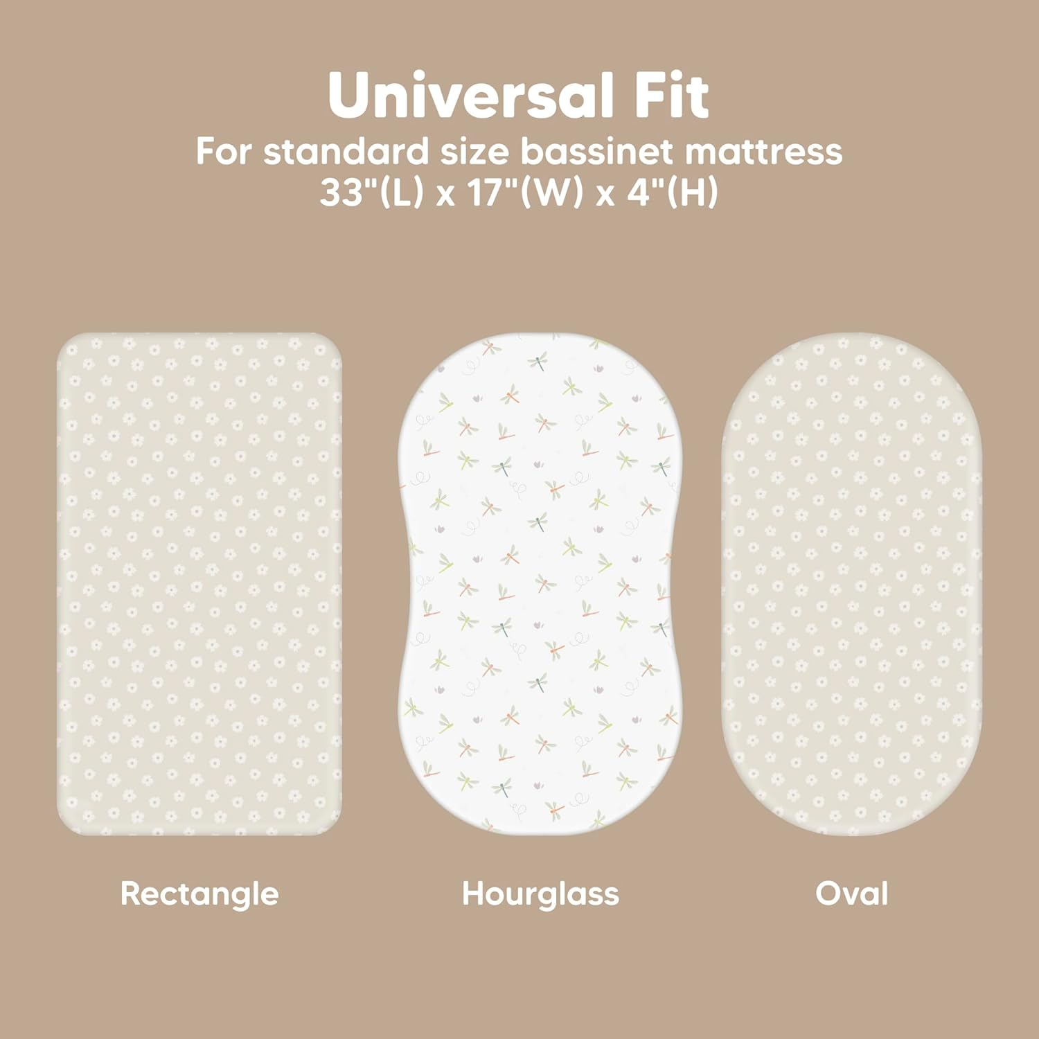 2-Pack Baby Bassinet Sheets Girl, Boy - Soft Bamboo Fitted Cot Sheets Compatible with Halo Bassinest Swivel Sleeper, Baby Delight Bedside Cot Mattress Sheet, Bassinet Fitted Sheets (Meadow)