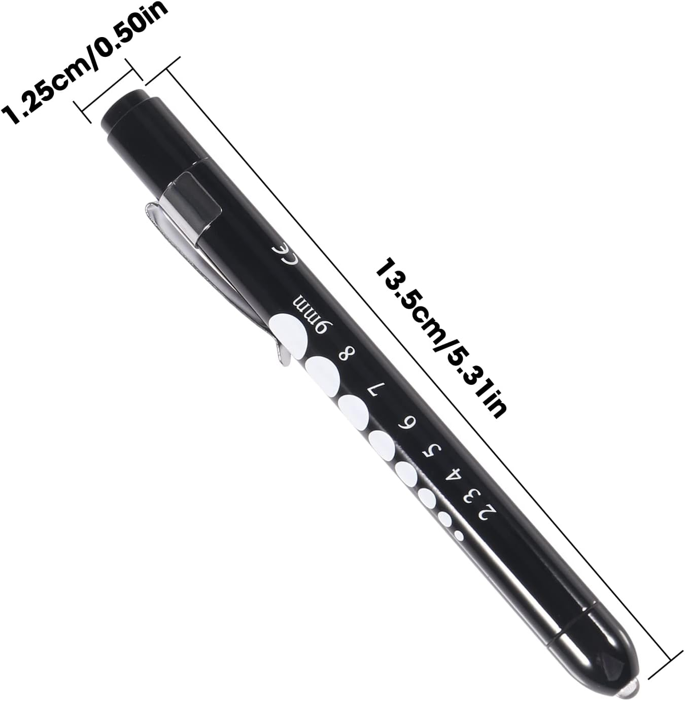 3Pcs Pen Light,Nurse Medical Reusable LED Penlight White Light with Pupil Gauge and Ruler (Black + Purple + Teal)