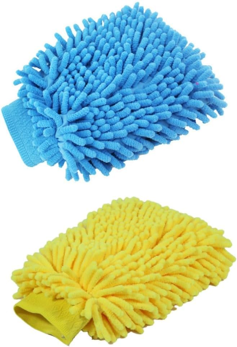 2 Pack Premium Car Wash Glove Microfibre | Scratch-Free Car Wash Mitt | Double Sided Glove for Car Cleaning Microfiber Car Wash Mitt, Blue image number 1