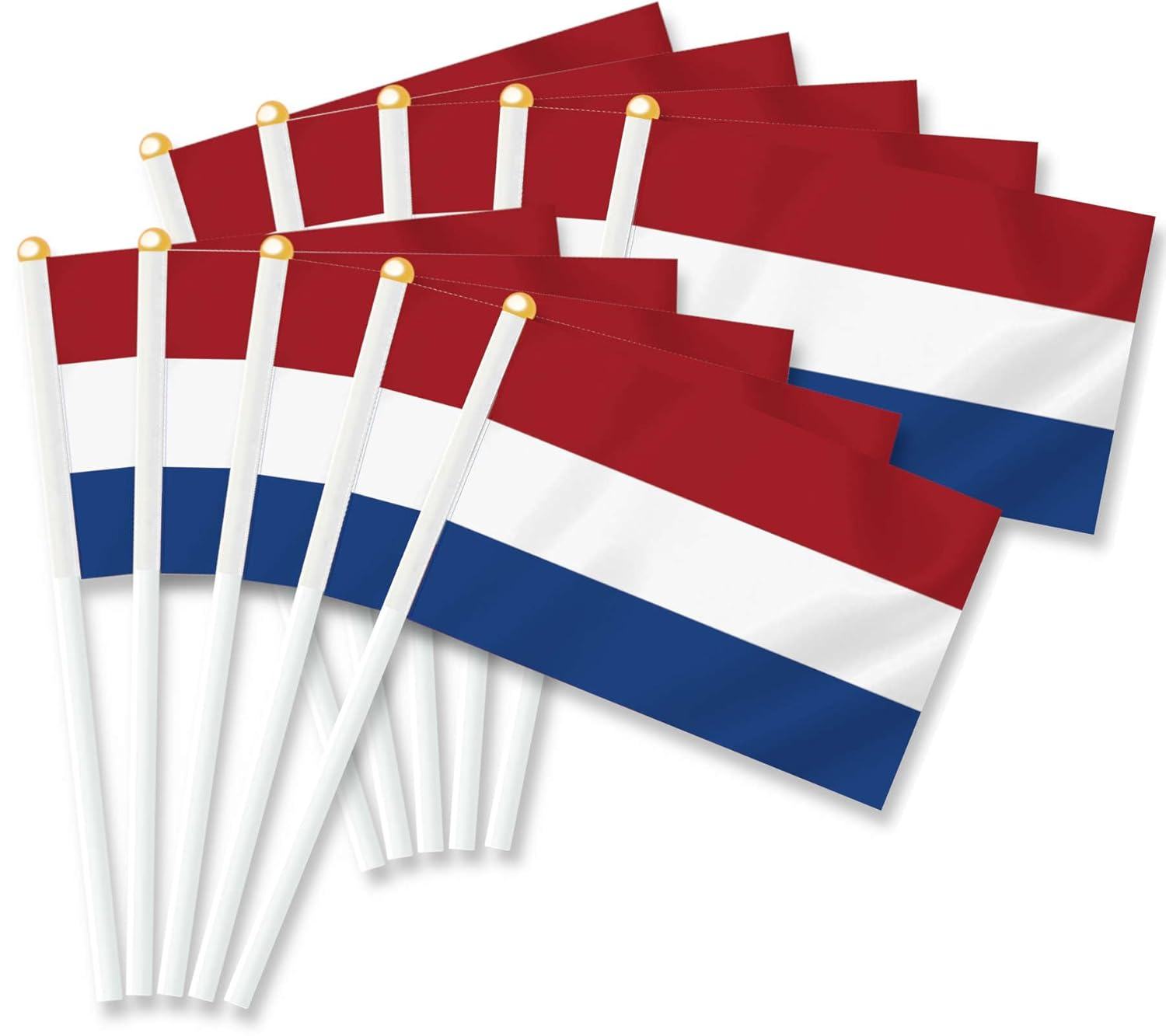 10 PCS Netherlands Handheld Small Flag, Dutch Hand Held Mini Decor Decoration Banner image number 1