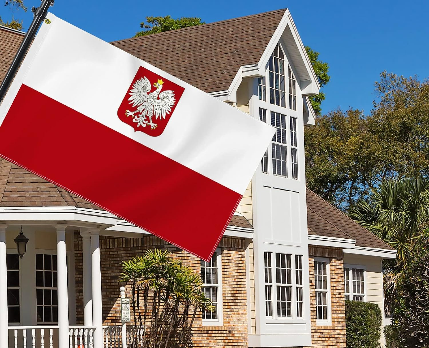 Large 3&times;5 FT Poland Hawk Flag, Big 75D Polish Coat of Arm Eagle National Outdoor Banner,Decorgarden with Brass Gromment image number 3