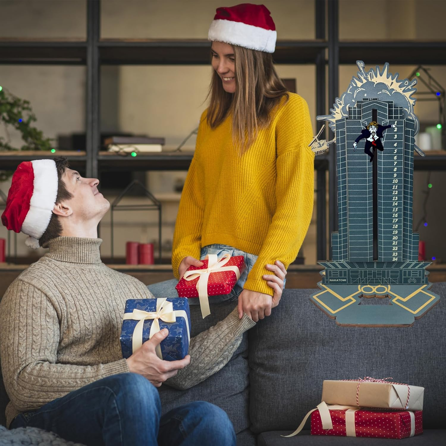 Die Hard Advent Calendar, Christmas Countdown Calendar, Magnetic Wooden 24 Days of Christmas Advent Calendar for Kids Christmas Advent Gifts Home Table Party Decorations (Blue Die Hard Advent Calendar image number 4