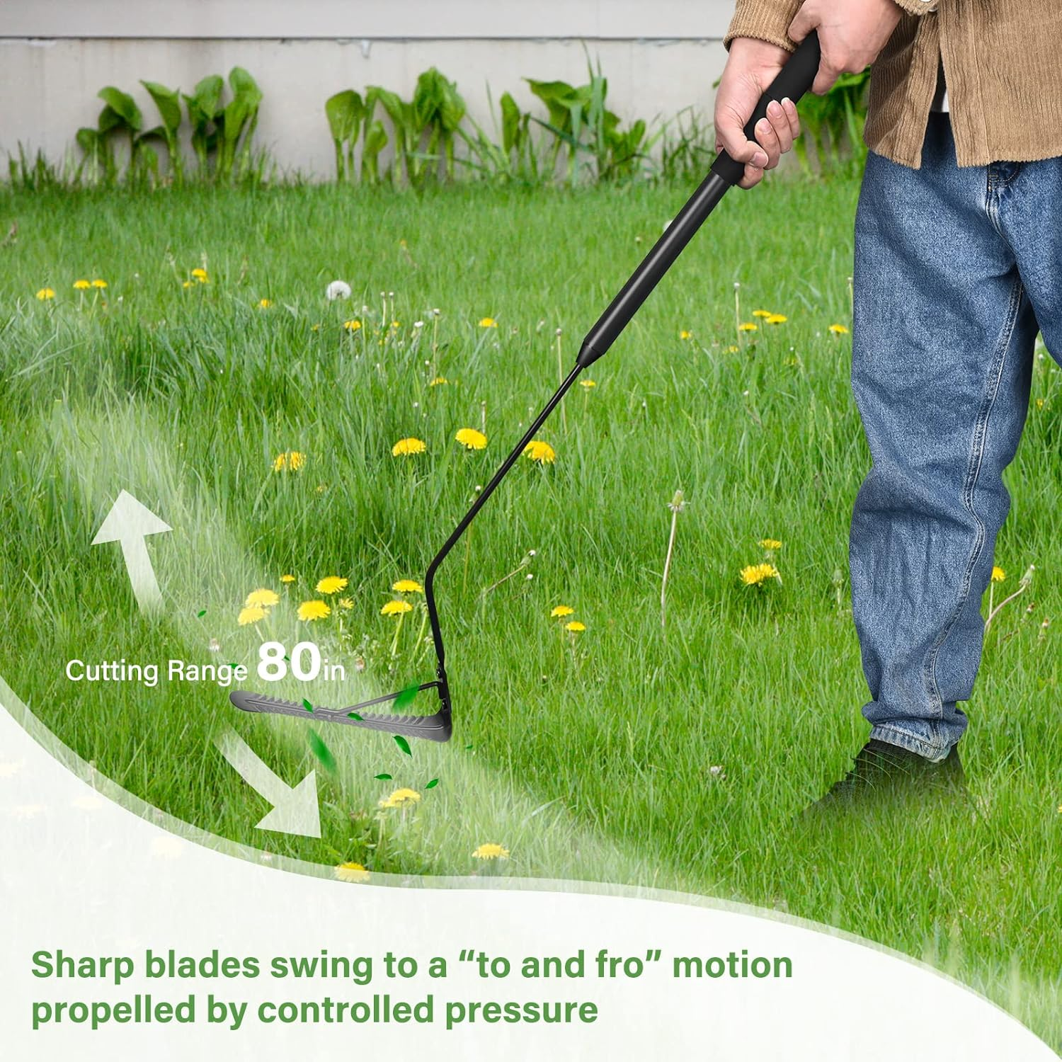Dack Grass Whip with Double-Edged Serrated Sharp Blade,Swing Blade Grass Cutter,Weed Sling Blade,36" Manual Weed Whacker for Tall Grass and Overgrown Weeds in the Yard Ditches Forests and Fields image number 4