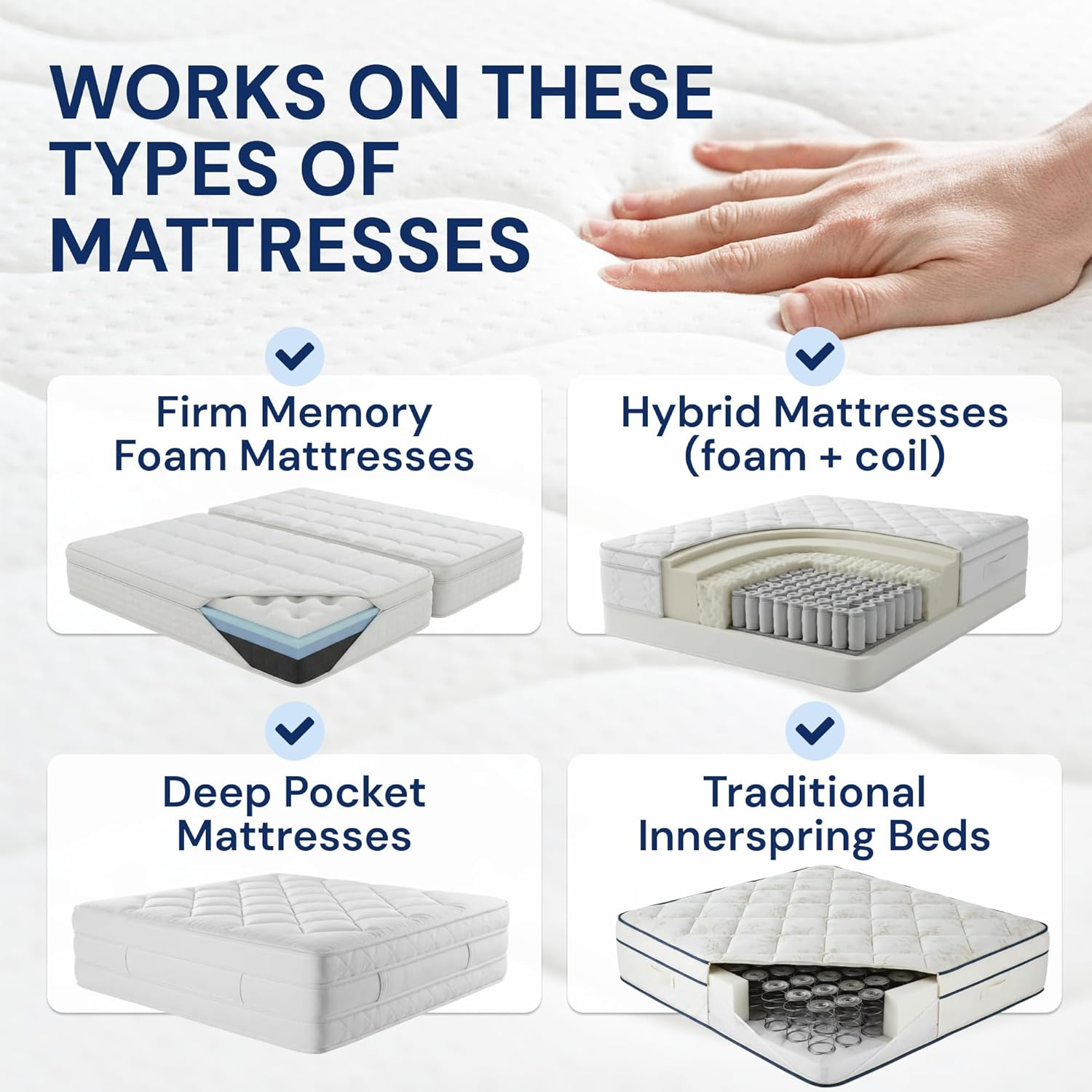 RUBBER HUGGER Bed Sheets Holder Band, King Size Mattress, Sheet Holder for Corners, Elastic Bedding Holder Band to Hold Sheets on the Bed, 1 Strap for Adjustable Mattresses Included, Large Size image number 5