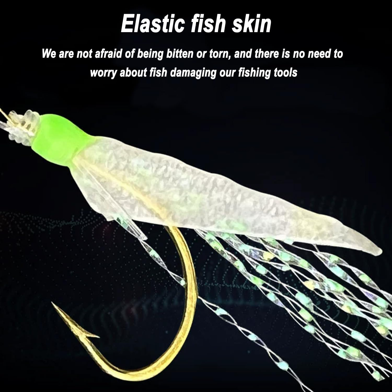 5 Pcs Pre Tied Fishing Hook Set with Bionics Lures Carbon Steel Barbed Hooks for Saltwater Includes Quick Swivels Snaps Glow Beads Flasher Bait Rigs for Fish Bites image number 3