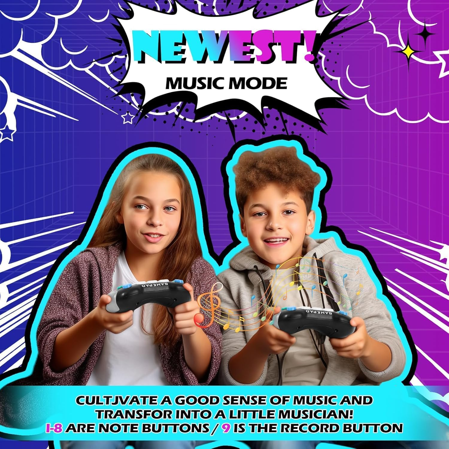 Fast Push Game Fidget Toys Handle, Quick Push Light up Pop Game Fidget Toy with 5 Gaming Modes, Quick Push Buttons Gamepad for Teens Adults, Christmas Birthday for 3-12 Year Old Kids (Grayish Black) image number 3