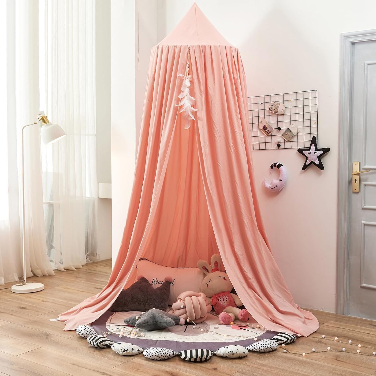 Princess Decor Canopy for Kids Bed, Soft and Durable Bed Canopy for Girls Room Tent Canopy Dreamy Mosquito Net Bedding, Children Reading Canopies Indoor(Pink) image number 5