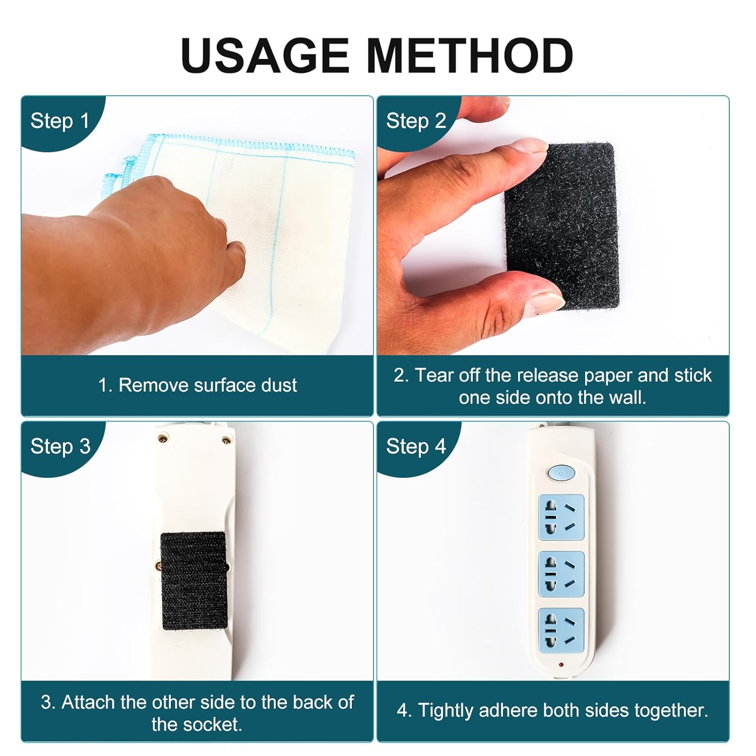 20Pcs 40Mmx60Mm Double Sided Sticky Pads, Extra Sticky Hook and Loop Tapes, Strong Heavy Duty Adhesive Sticky Back Pads for Mounting or Organizing Car Floor, Mats, Carpet Mirror (Black) image number 4