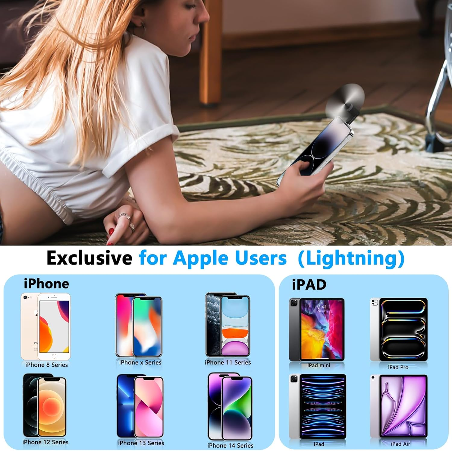 3 Pack Portable Cell Phone Fan Mini Fan Compatible with Iphone 14/14Pro Max/13/13 Pro Max/12/12 Pro Max/11/11 Pro/11 Pro Max/X/Xs/Xr - C-Black, White, Orange image number 3