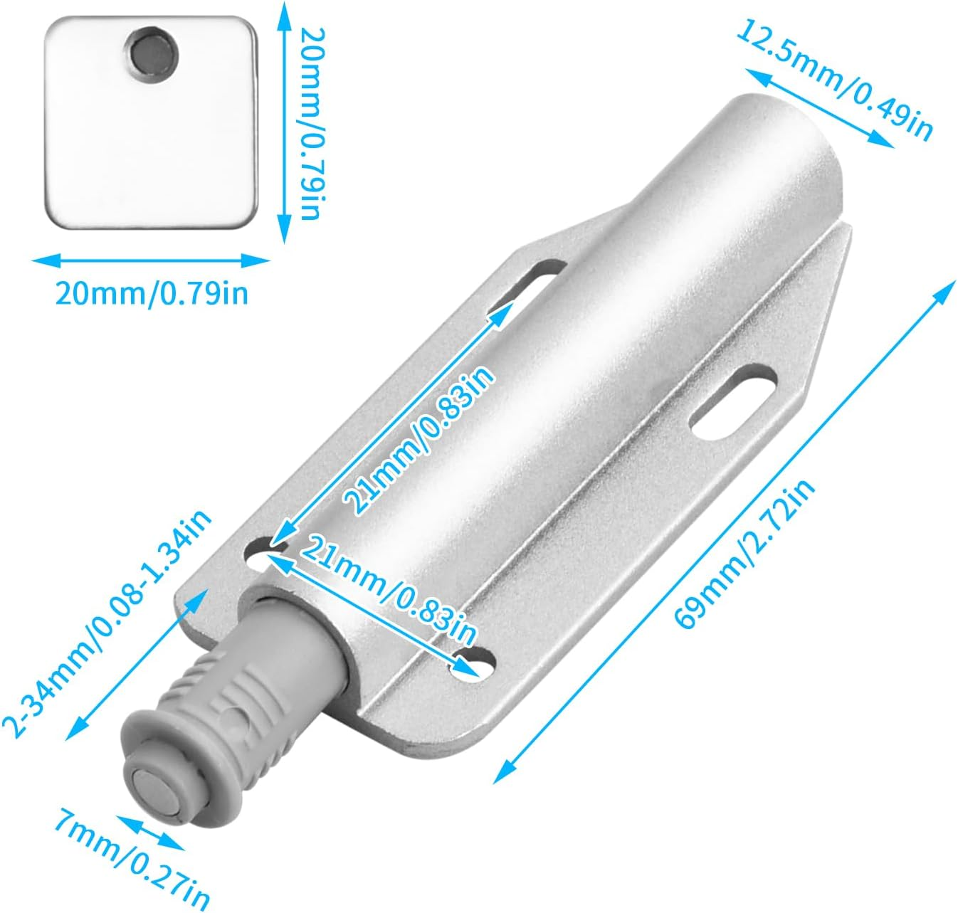 8 Pack Push to Open Door Catches Magnetic Door Push Opener Catch Touch Open Door Latch Open and Close the Door for Door Damper Large Wardrobe Closure image number 2