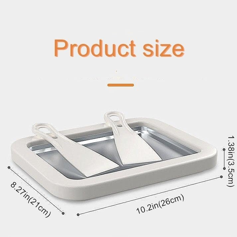 Large Size 26X21X3.5Cm(10.2 X 8.27 X 1.38 In) Ice Cream Maker Machine, Frozen Yogurt Sorbet Roller Pan with Instant Cold Plate & 2 Scrapers, for Soft Ice Cream Gelato Milkshake Smoothie image number 6