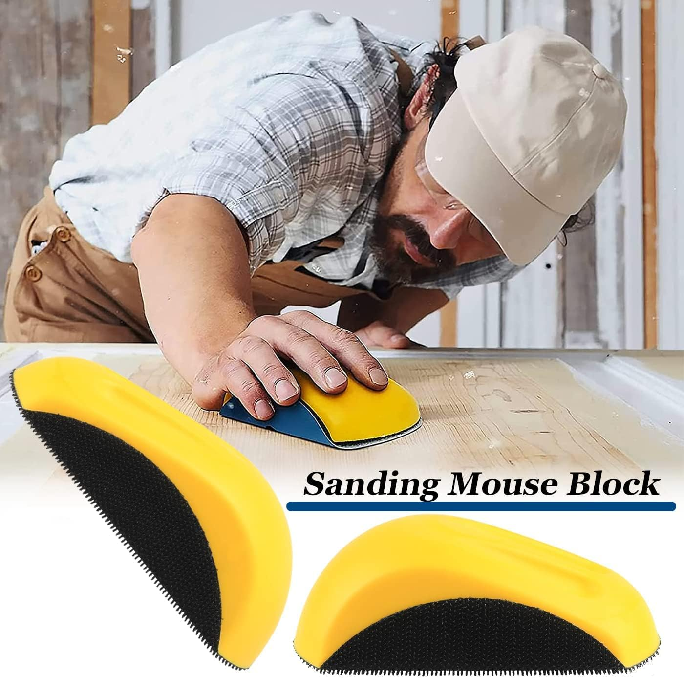 2Pcs Mouse Hand Sanding Pad Hook and Loop Sanding Block,Sanding Mouse Hand Sander Blocks,Hand Sanding Blocks,Hook Loop Sanding Block Foam Hand Sander Backing Pads,Hook and Loop Hand Sanding Block image number 3