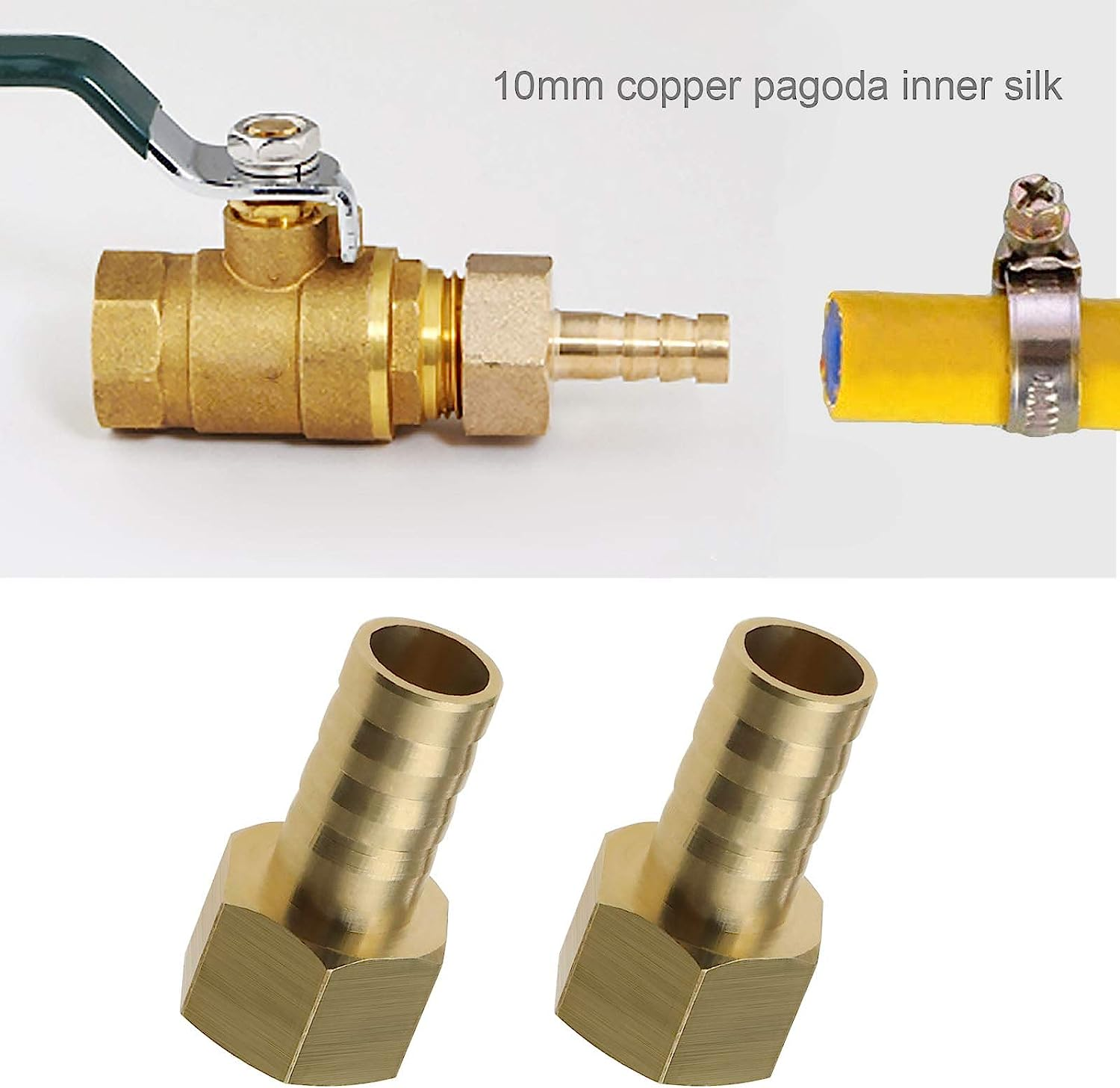 Emsea 2 Pcs 1/4 BSP Female Thread to 10Mm Hose Barbed Fitting Connectors Pipe Joint Adapter Couplers for Fuel Air Gas Water Oil image number 2