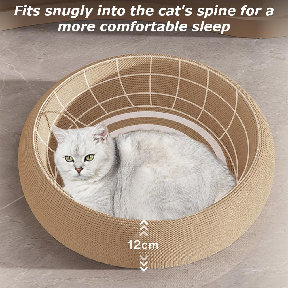 Large Sisal Cat Bed with Playing Ball, Durable & Eco-Friendly Pet Lounger, Multi-Functional Cat Scratcher & Resting Spot, Non-Shedding, Anti-Slip Design for Home, School & Apartment image number 6