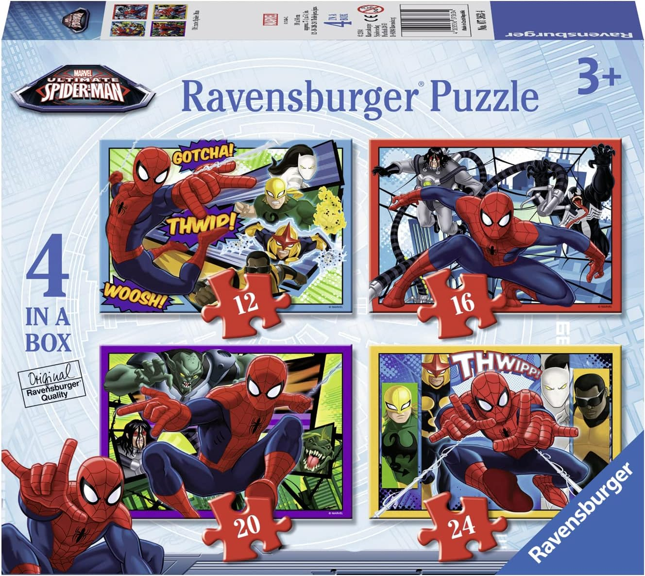 Ravensburger - Ultimate Spider-Man 12 16 20 24-Piece Jigsaw Puzzles for Kids, Fun Superhero Puzzle Set image number 4