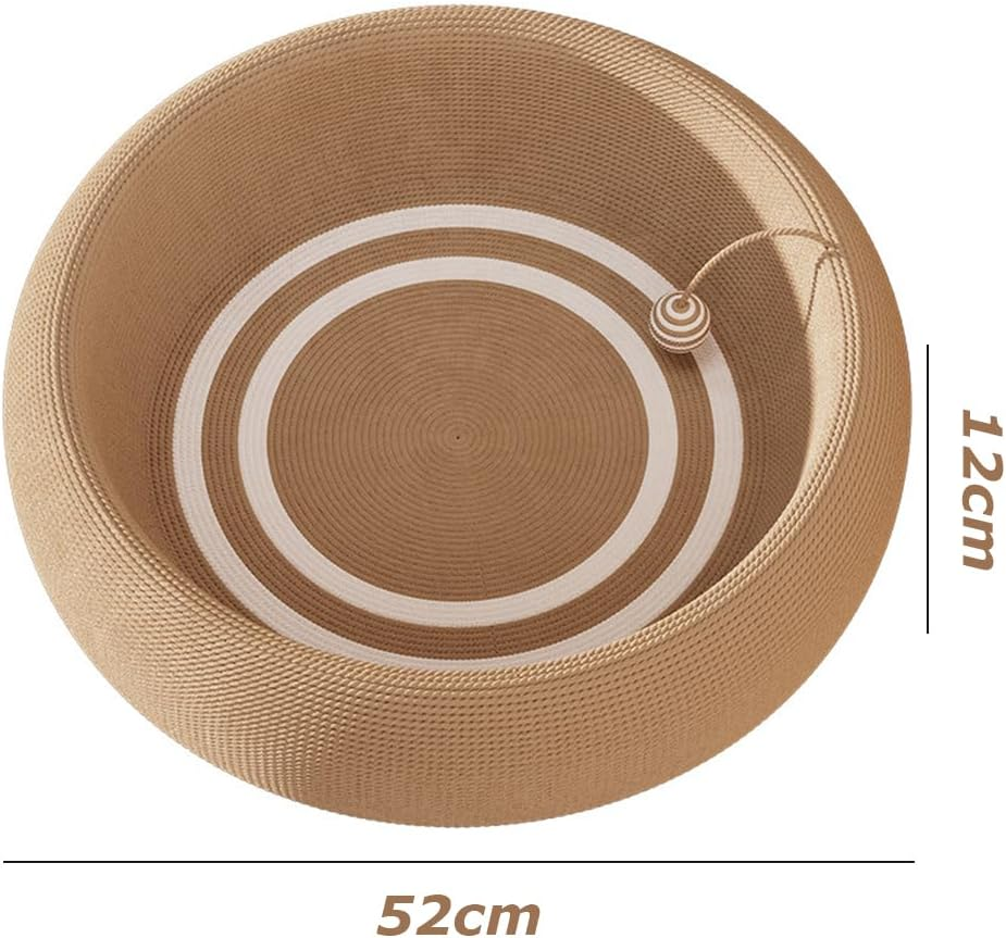 Large Sisal Cat Bed with Playing Ball, Durable & Eco-Friendly Pet Lounger, Multi-Functional Cat Scratcher & Resting Spot, Non-Shedding, Anti-Slip Design for Home, School & Apartment