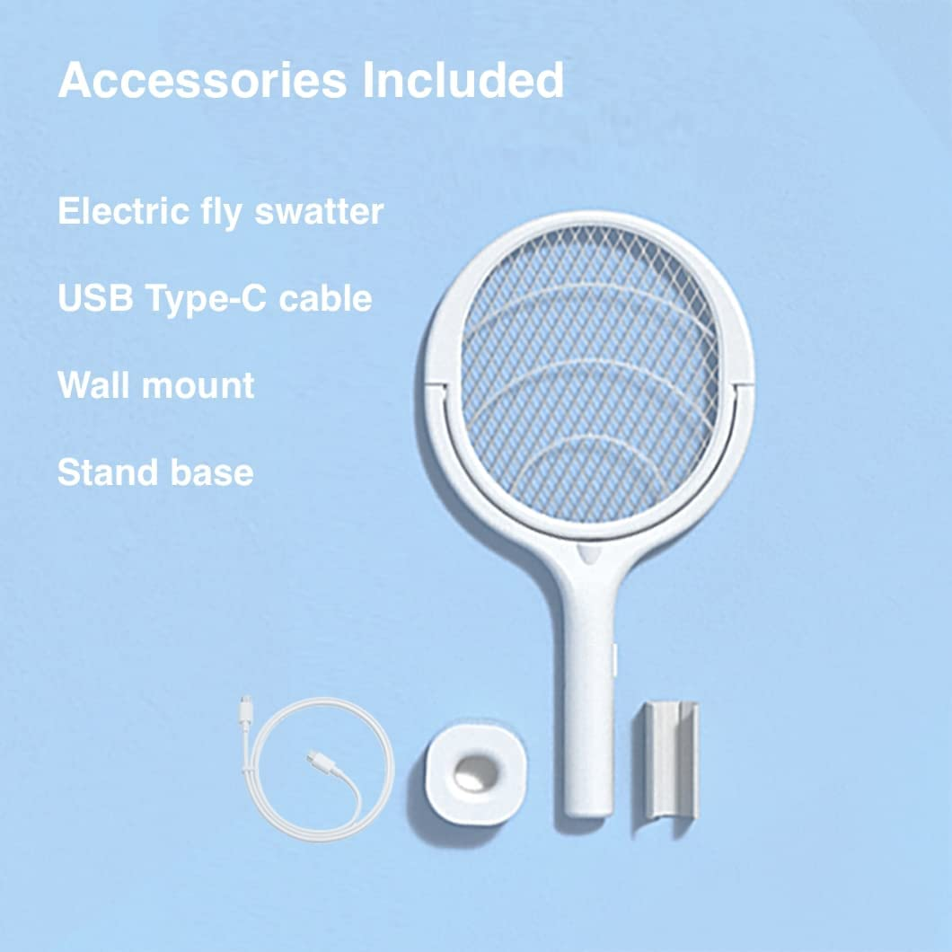 Bug Zapper, Mosquito Killer USB Rechargeable Electric Fly Swatter (White) image number 2