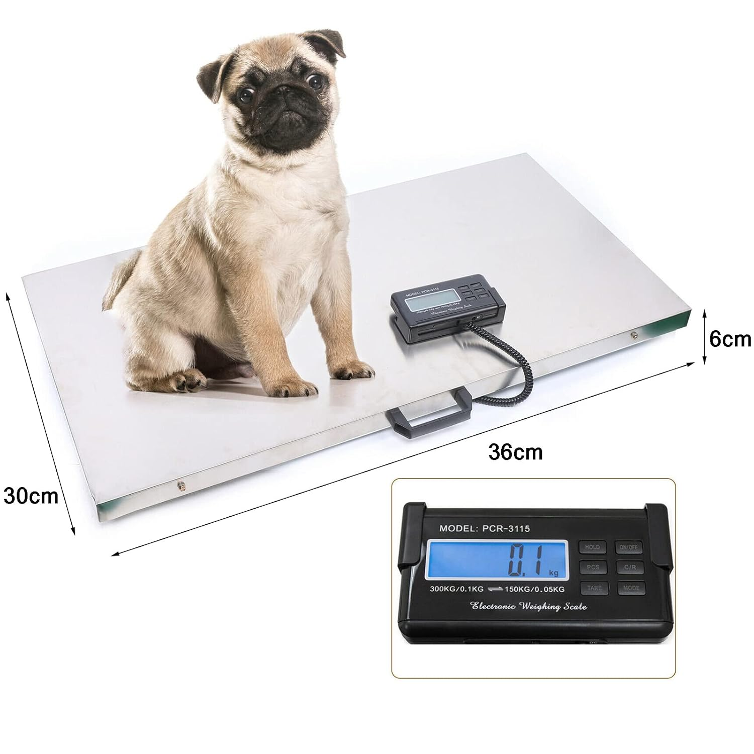 660LB Animal Scale Platform, Digital Pet Scale for Dogs, Digital Scale Large Platform Livestock Veterinary Scale Pet Floor Scale