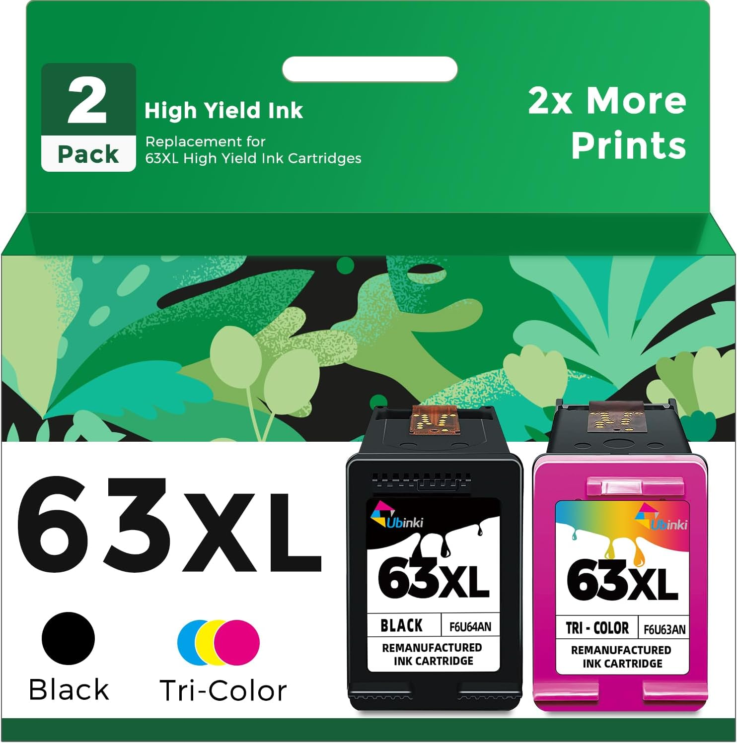 Remanufactured Ink Cartridge Replacement for HP Ink 63 63XL (Black Color Combo,2-Pack) HP63 XL HP63XL Work with 3830 4650 4655 5200 5255 5258 4520 4512 4516 1112 1110 3630 3632 3634 Printer image number 1