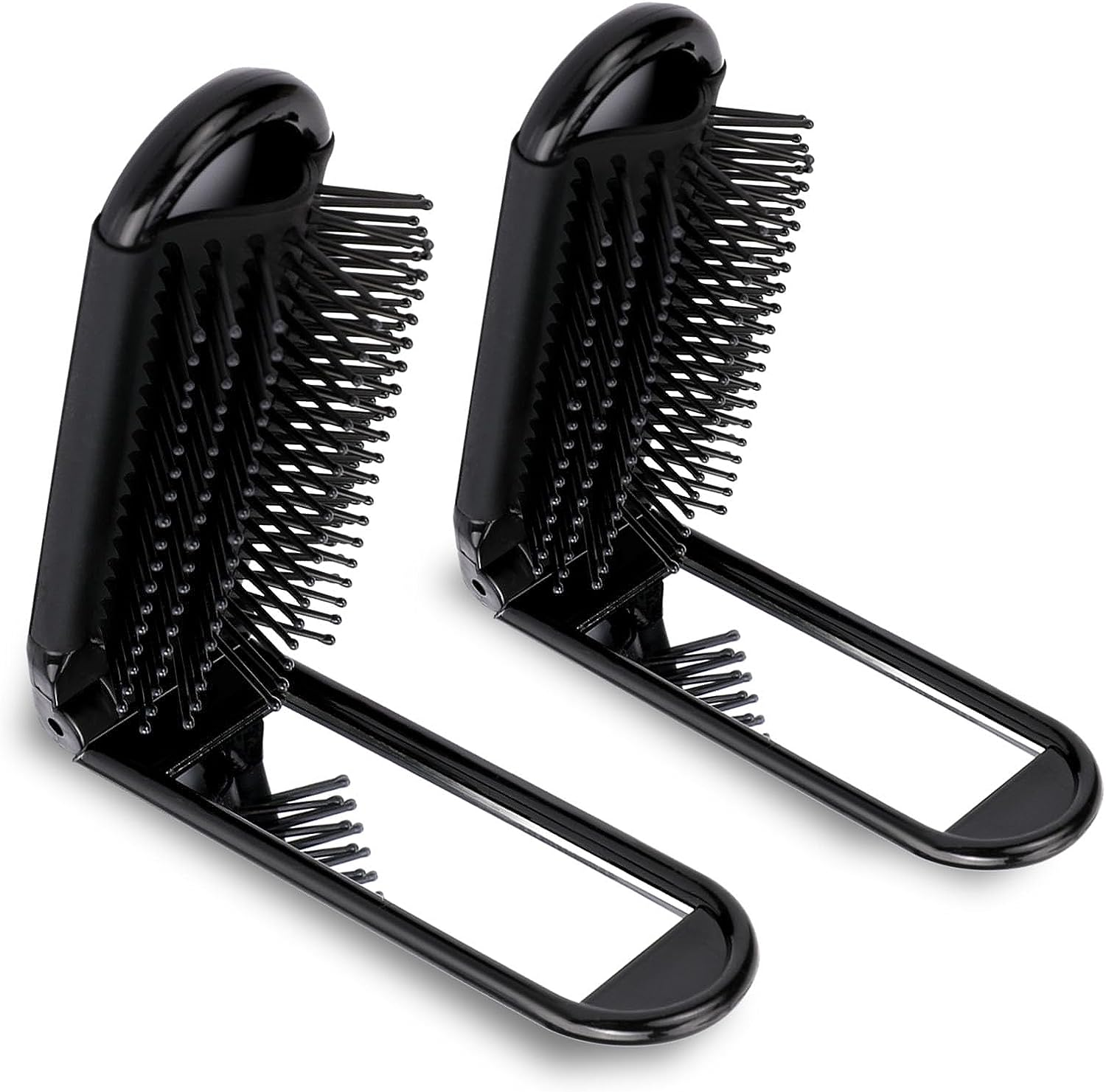 Travel Hair Brush with Mirror, 2 Pack Folding Wet Hairbrush, Travel Size Massage Comb, Compact Foldable Pocket Brush, Hair Styling Tools for Women and Men image number 3