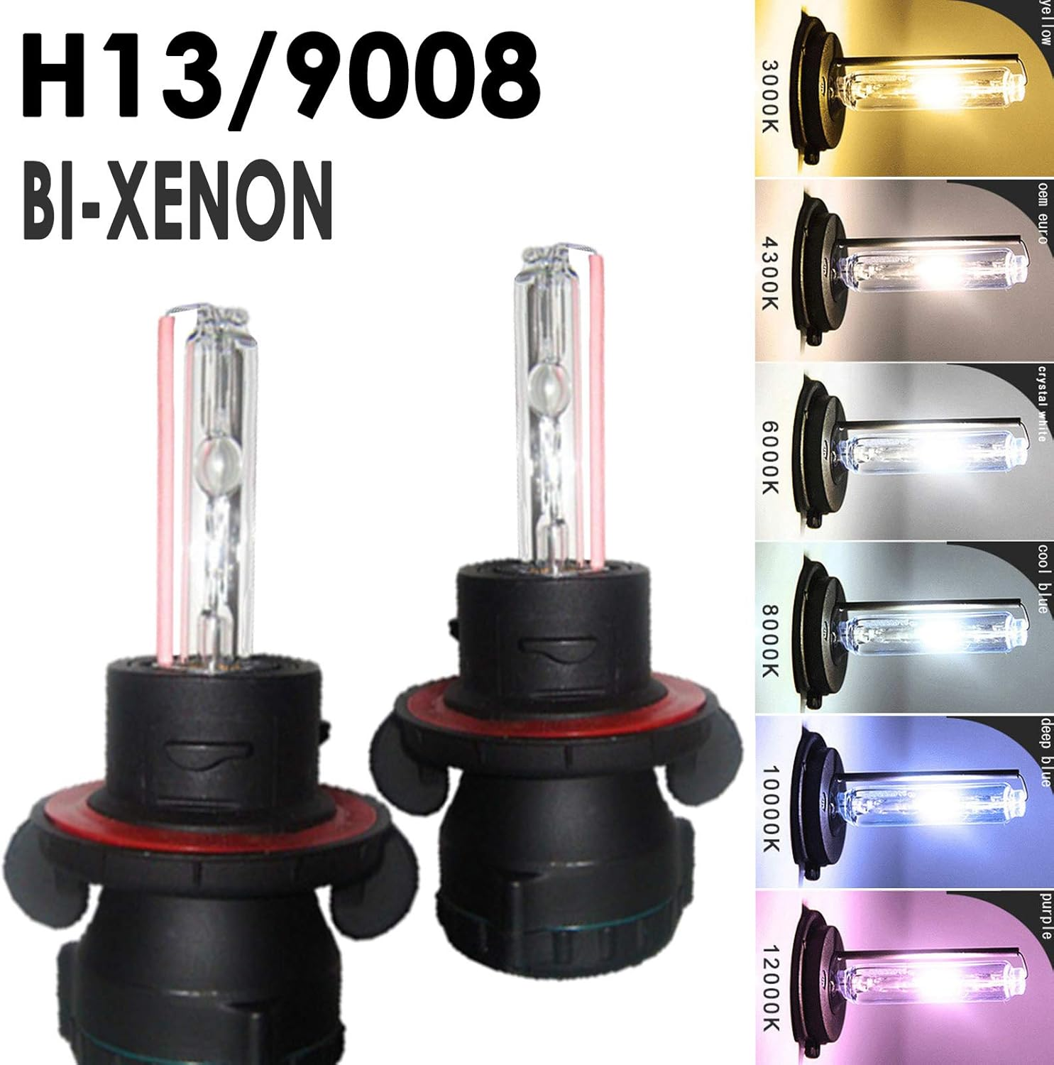 H13 9008 Bi-Xenon HID Bulbs 35W Super Bright Dual Hi/Lo Headlight Bulb Replacement, 8000K Ice Blue, Pack of 2 image number 4