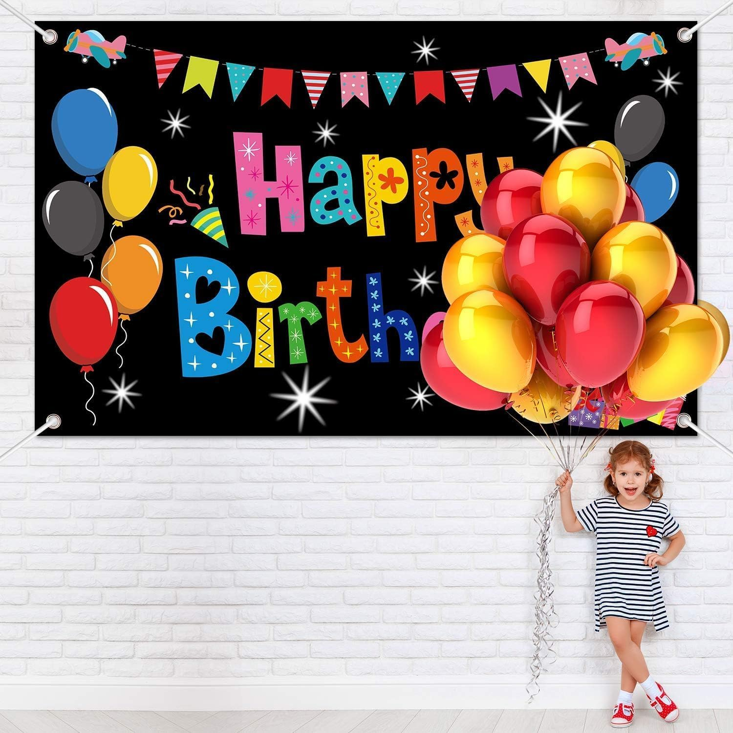 Colorful Happy Birthday Party Decorations Rainbow Birthday Banner Backdrop Large Happy Birthday Yard Sign Backgroud It'S My Birthday Party Indoor Outdoor Decorations Supplies for Boys Kids Girls image number 3