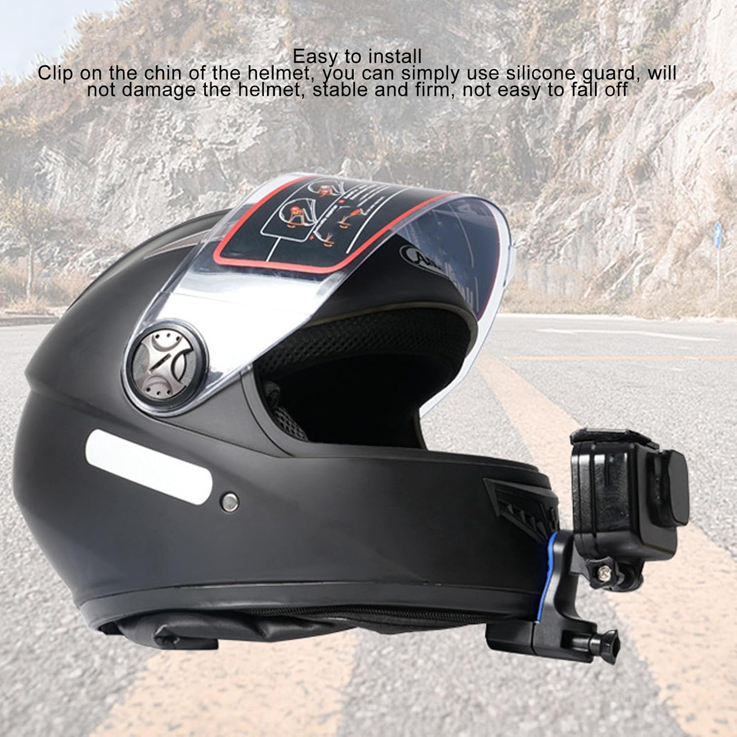 Motorcycle Helmet Chin Mount for Action Camera, POV Recording Adjustable Helmet Camera Mount for Action and More (Without Phone Mount) image number 5
