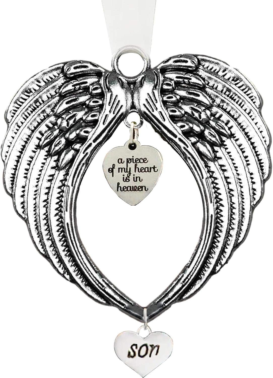 Sympathy Gifts a Piece of My Heart Is in Heaven Angel Wings 2023 Christmas Ornaments Decorations for Loss of Loved Son image number 5