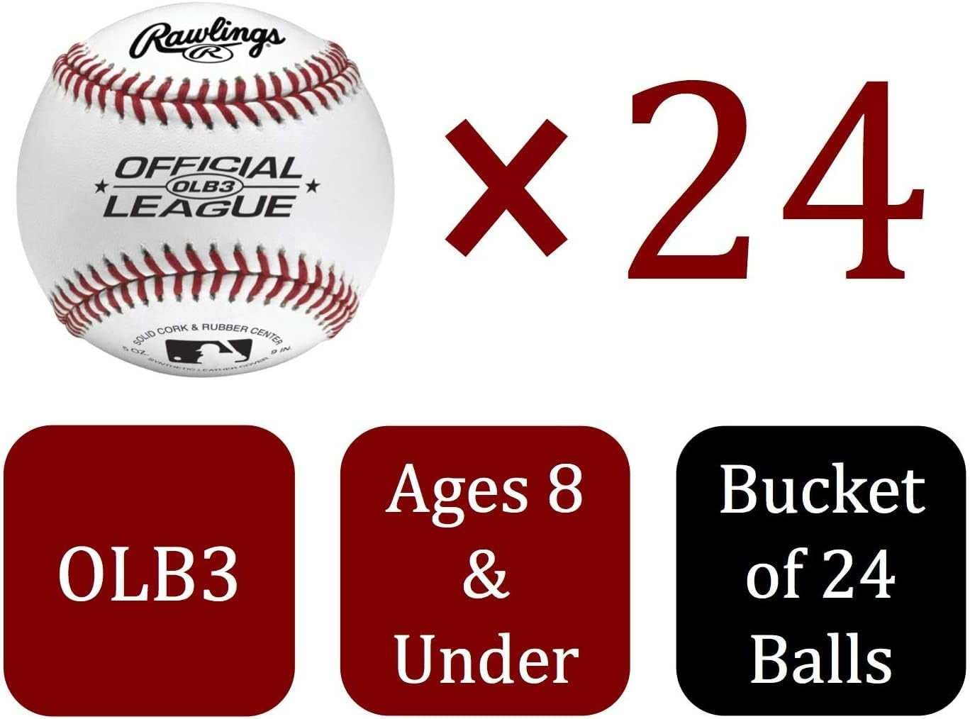 Rawlings | Official League Recreational Use Practice Baseballs | Youth/8U | OLB3 | Bucket | 24 Count image number 4