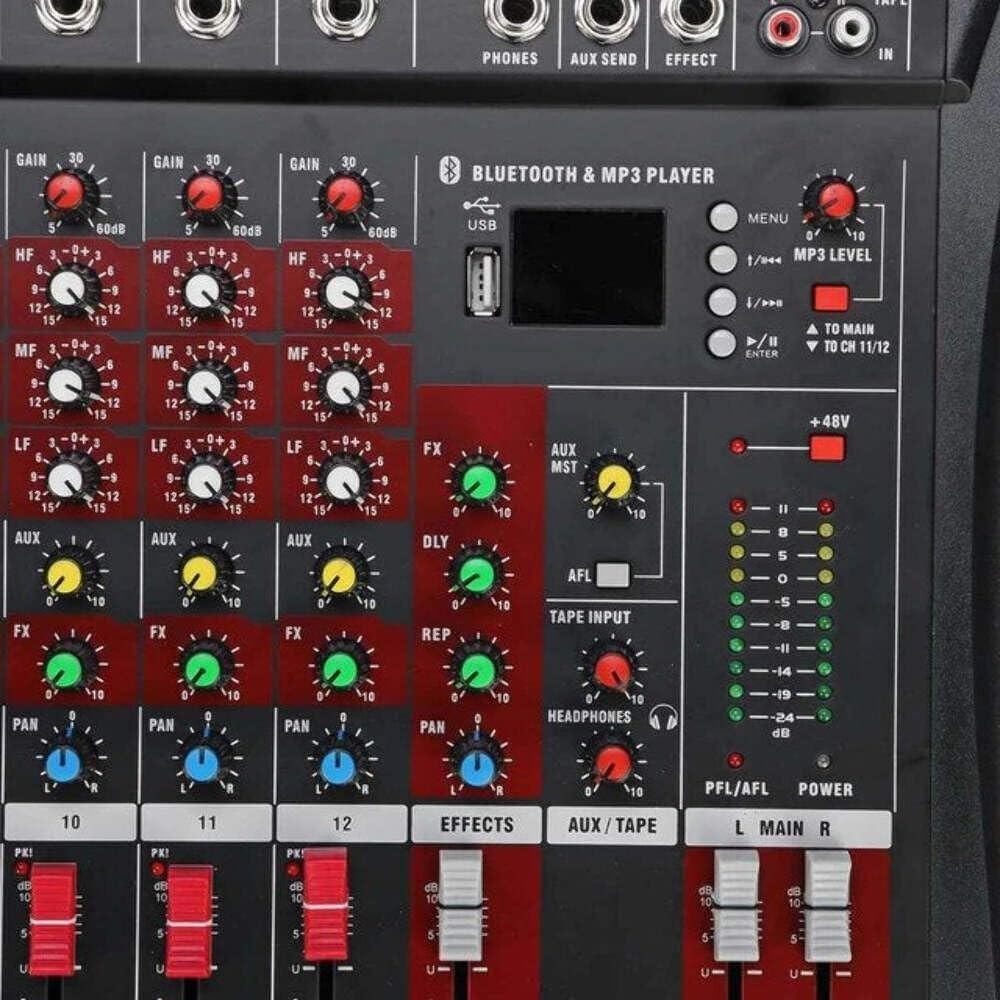 12 Channel Mixing Console Live Studio Audio DJ Mixer Sound Board USB Interface