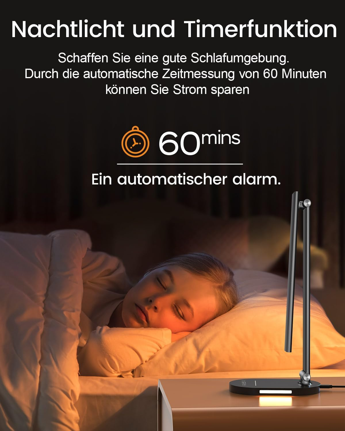 HASKARE Desk Lamp LED Dimmable Table Lamp, 5 Colour Modes and 5 Brightness Levels, Anti-Glare Eye Protection Desk Lamp, USB Charging Port, with 5V/2A Power Adapter image number 3