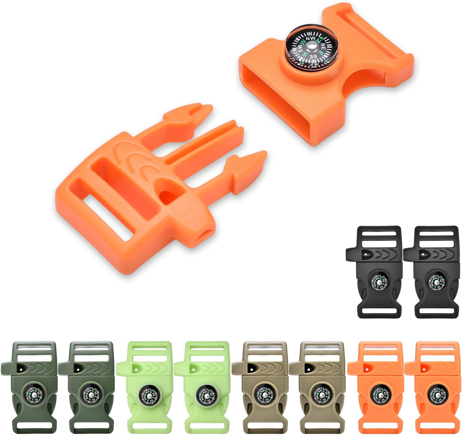 Paracord Buckles, Compass Buckle for Bracelets Clasp Clip Outdoor Camping Emergency Survival Travel Accessories