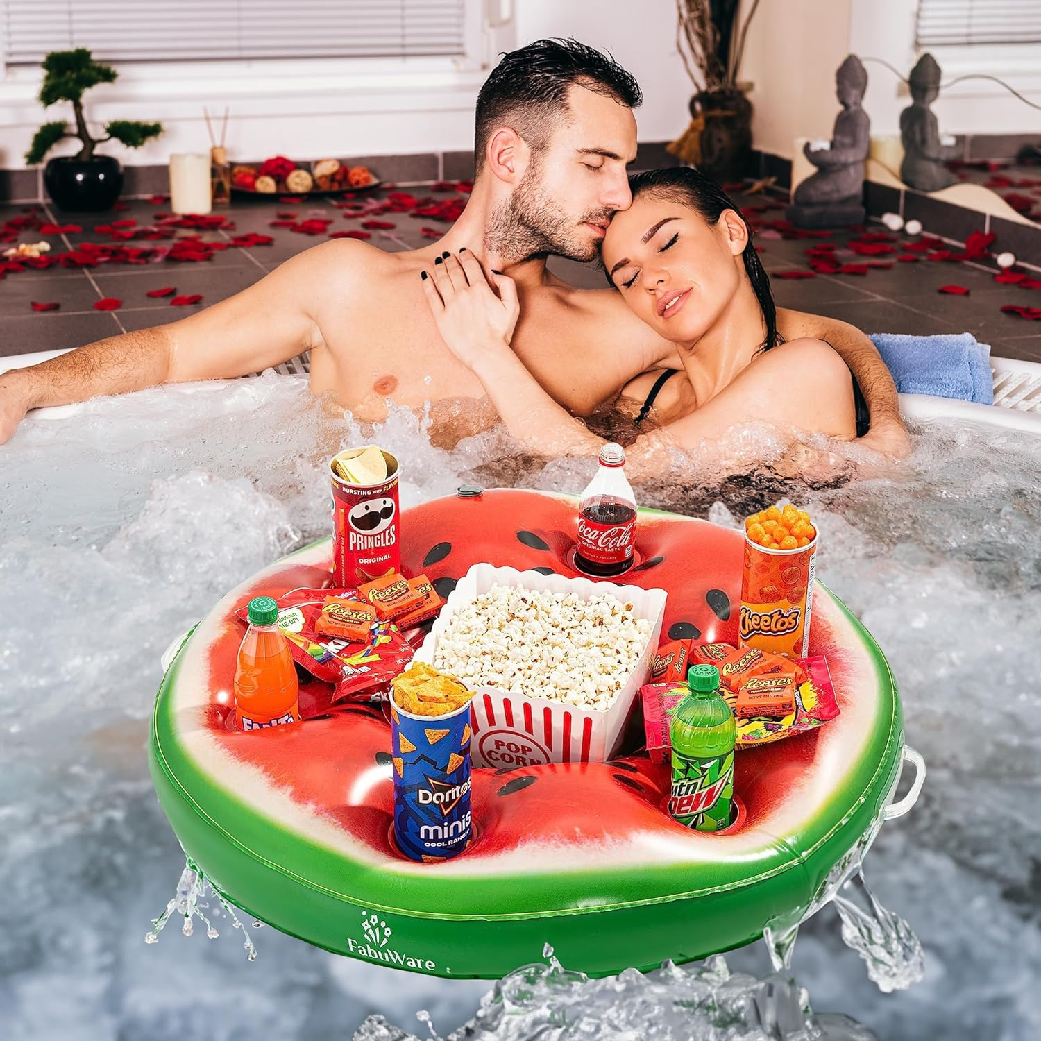 Watermelon Pool Drink Holder Floating Pool Trey for Adults and Family Fun, Floating Ice Chest for River Hot Tub, Pool Accessories, Durable Quality Pool Party Game Time (Watermelon)