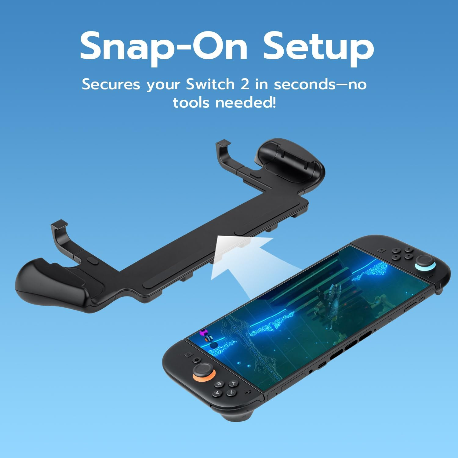 Mcbazel Console Grip for N-Switch 2 with 5 Game Slots Compatible, Ergonomic Grip Hard Shell for Users Who Prefer Handheld Mode, Black image number 1