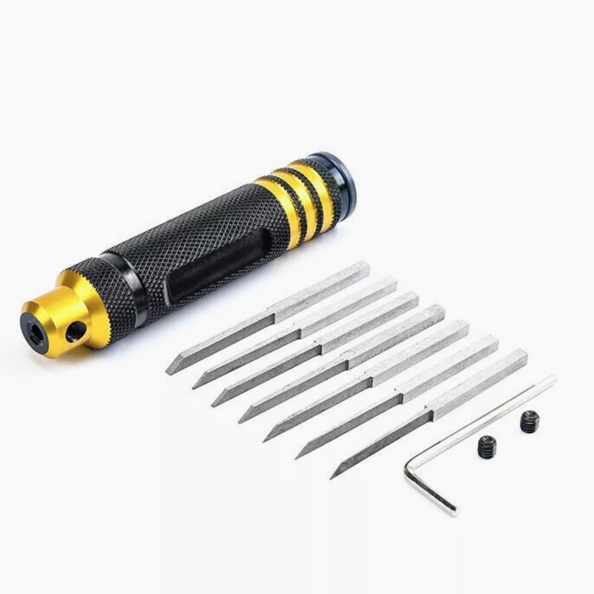 7-In-1 Model Engraving Tools, Resin Scribe Tool, Metal Hand Engraver Pen, Panel Line Scriber Scribing Tools Resin Carved Chisel for Gundam Gunpla with 0.1/0.2/0.4/0.6/0.8/1.0/2.0Mm Blades