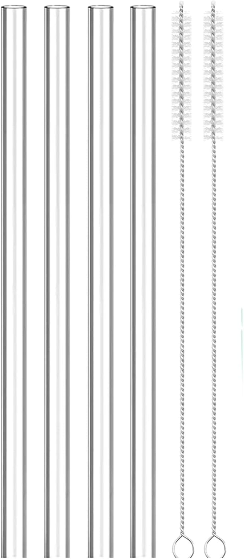 Straws Set Fit for Yeti Rambler Bottle, Including 4Pcs Replacement Straws and 2Pc Cleaning Brush, 9.6 Inch Length Drinking Straws Reusable Replacement Straws