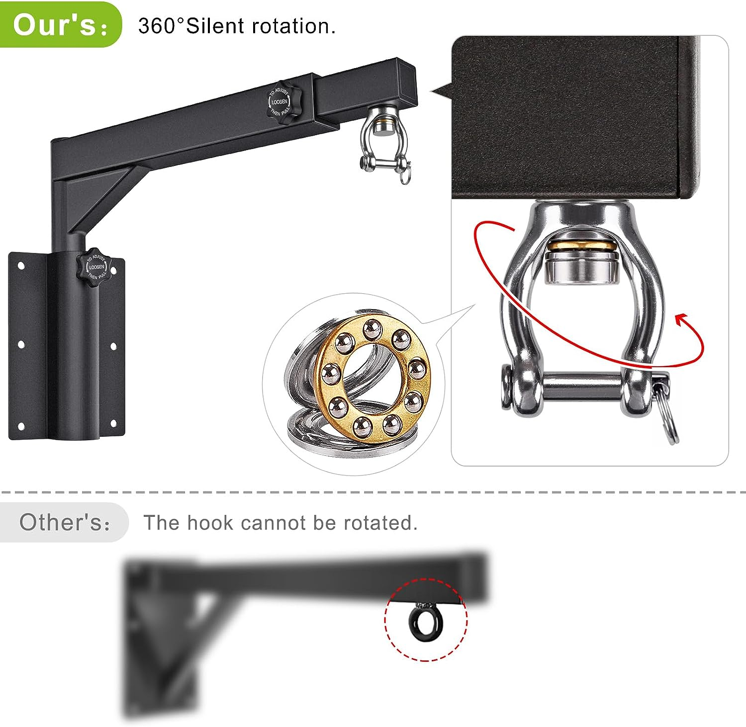 Benelabel Wall Mount Heavy Bag Hanger, Punching Bag Wall Bracket for Home Gym Indoor Outdoor, 17-25" Length Adjustment and 13-17" Height Adjustment, 800 LB Capacity image number 6