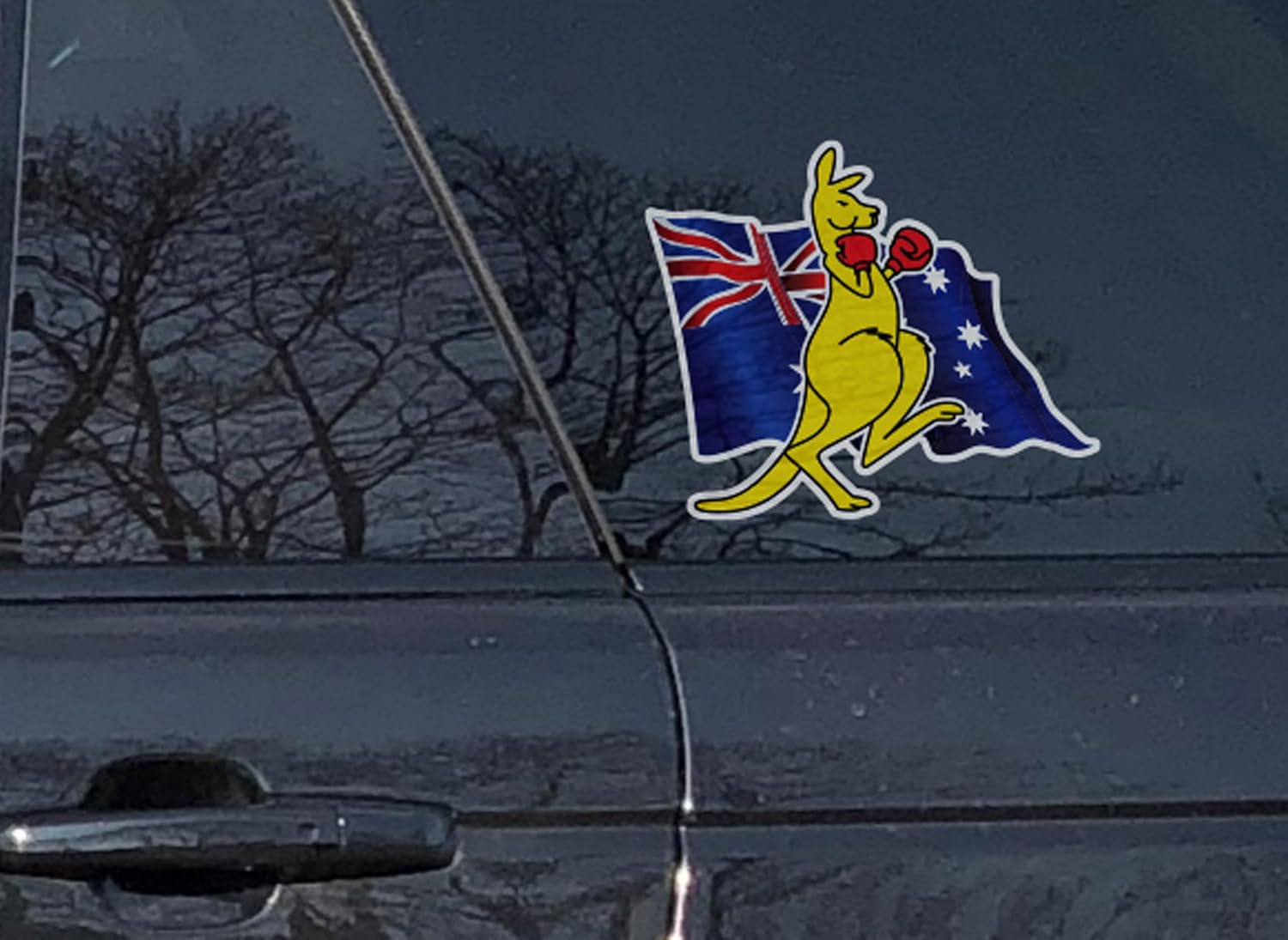 Australia Day Car Decals &ndash; 2 Pack, Large 20X17Cm Vinyl Stickers with Boxing Kangaroo & Flag Design, Weatherproof, Bubble-Free Application, Proudly Australian Made