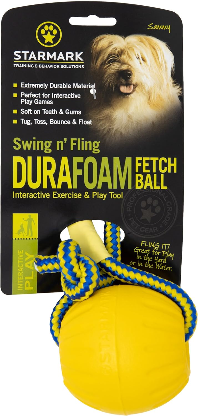 Starmark Swing and Fling Fetch Ball, Medium Yellow (Pack of 1) image number 1