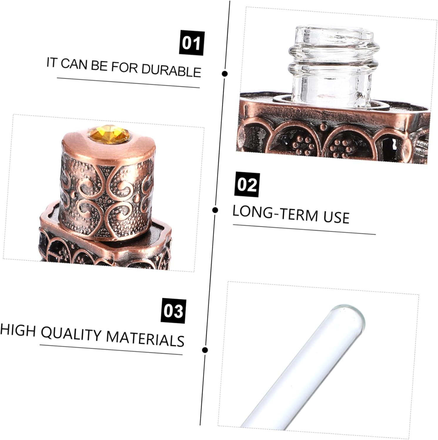 3Ml Hollow Engraved Perfume Bottle Essential Oil Dispenser Travel Spray Bottle Antique Copper Finish Refillable for Personal Use image number 6