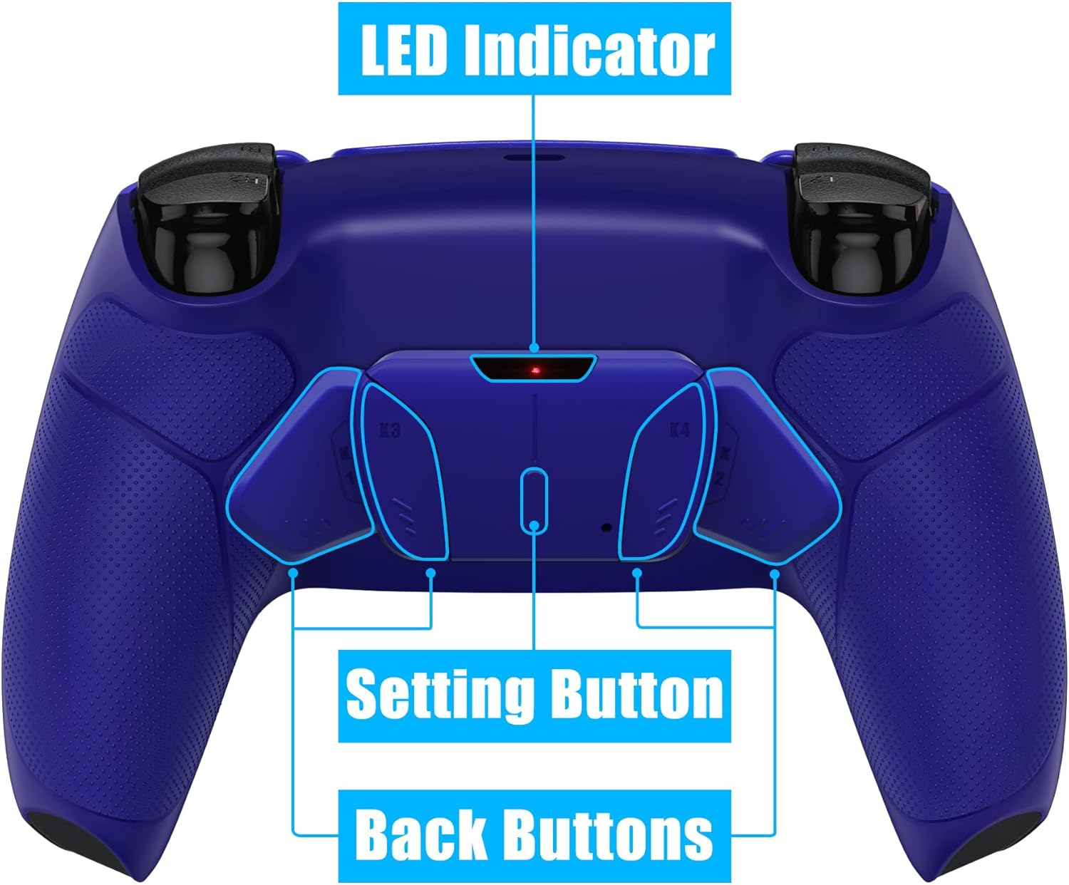 Extremerate Cobalt Blue Rubberized Grip Programable RISE4 Remap Kit for PS5 Controller BDM-030 040 050, Upgrade Board & Redesigned Back Shell & 4 Back Buttons for PS5 Controller - without Controller image number 1