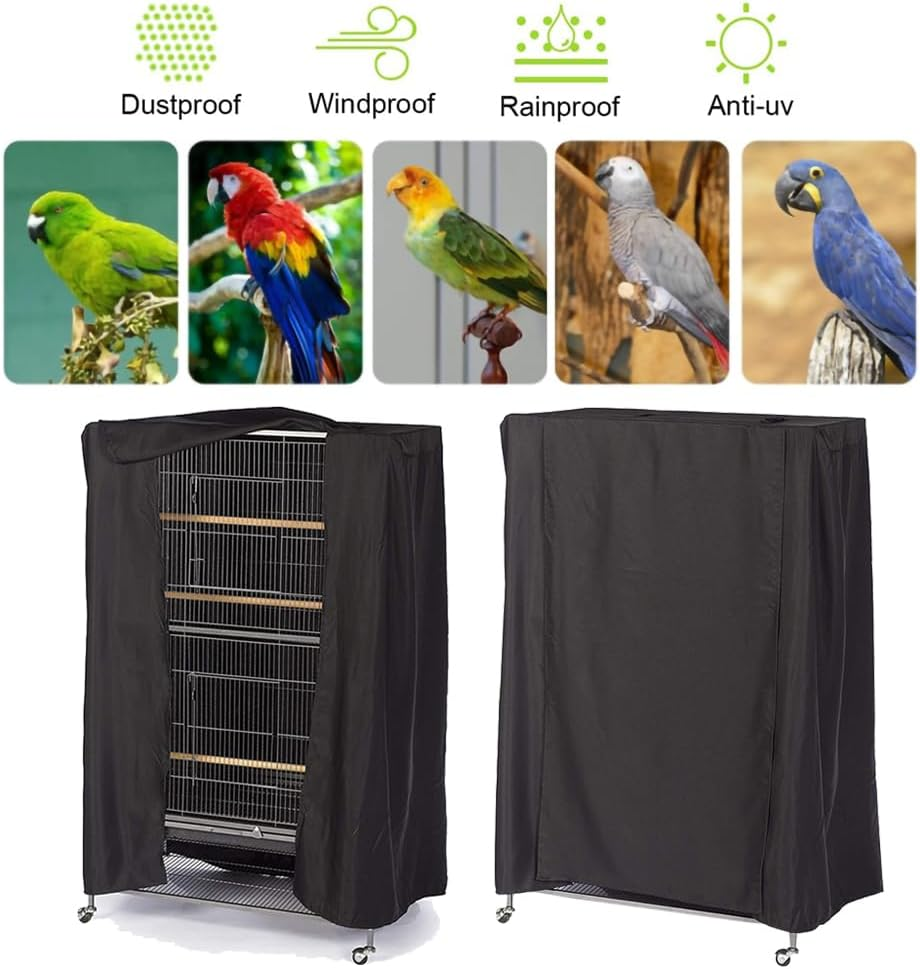 Good Night Bird Parrot Cage Cover with Windproof Waterproof Sunproof Large Parrot Birdcage Covers for Parakeets Budgies Macaw Square Cages (41X27X48In) image number 1