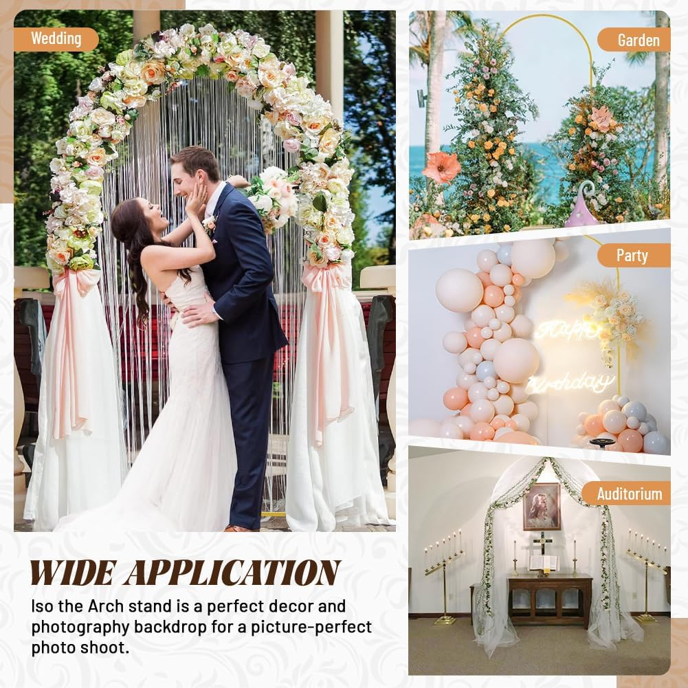 Newsmarts 7.2FT Wedding Door Arch Gold Metal Backdrop Stand Frame for Baby Ceremony Party Garden Decoration image number 4