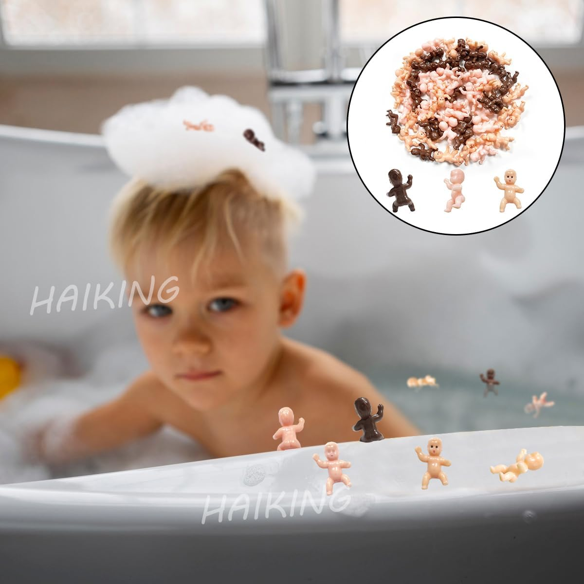 Mini Plastic Babies, 60 Pcs Ice Cubes Game Tiny Babies for Baby Shower Party, Full Moon Gifts, Party Decoretions (Dark Brown, Latin, Pink) image number 5