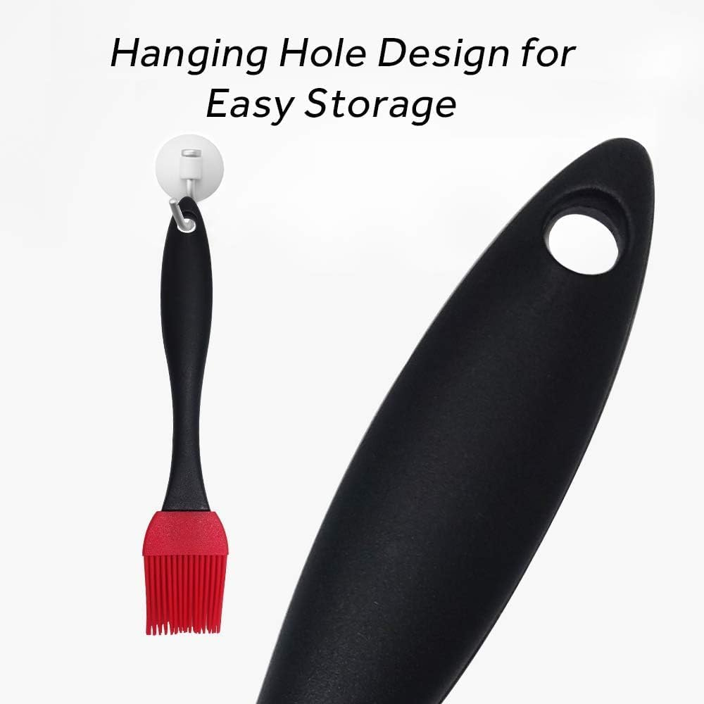 2PCS Basting Brush Silicone Pastry BBQ Brushes Grill Oil Brush Removable Soft Heatproof Durable Perfect for Grilling Marinating Meat Steaks Cakes Honey Spring Rolls Red Black 8 X 1.5 Inch image number 5