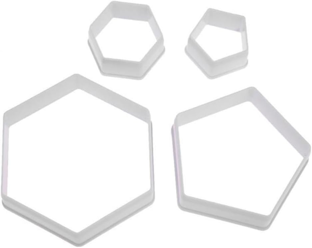 4Pcs Football Pattern Cookie Cutters &ndash; Hexagon Soccer Cake Fondant Cutters for Baking, DIY Sugar Craft Moulds &ndash; World Cup Party, Kids & Decorating Tools, Soccer Cake Molds for Baking and Party DIY