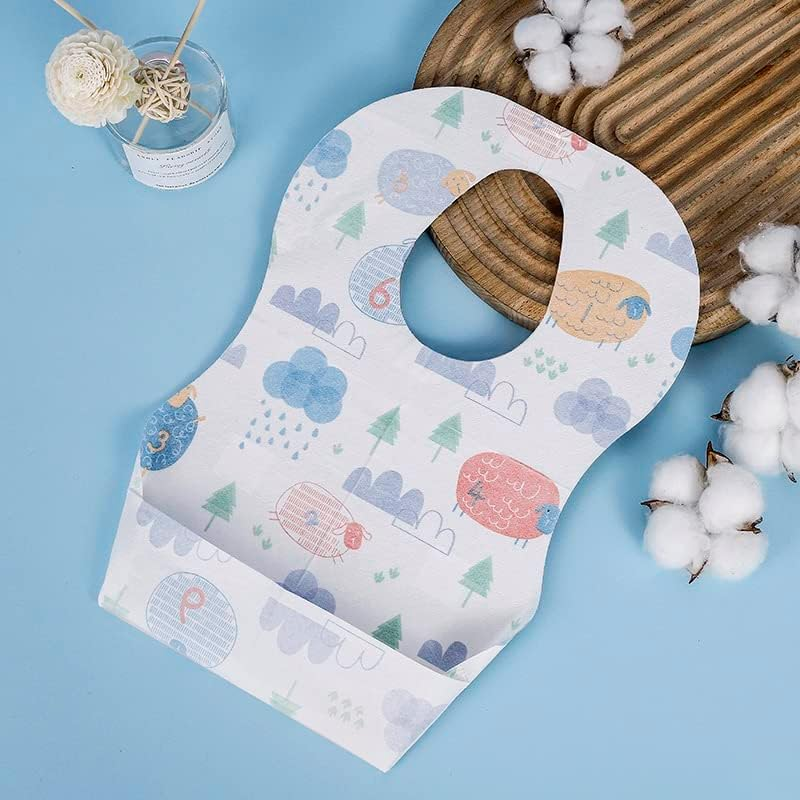 Disposable Baby Bibs- 40 Pack- Convenient Travel Friendly- Cute Designs for Kids image number 2