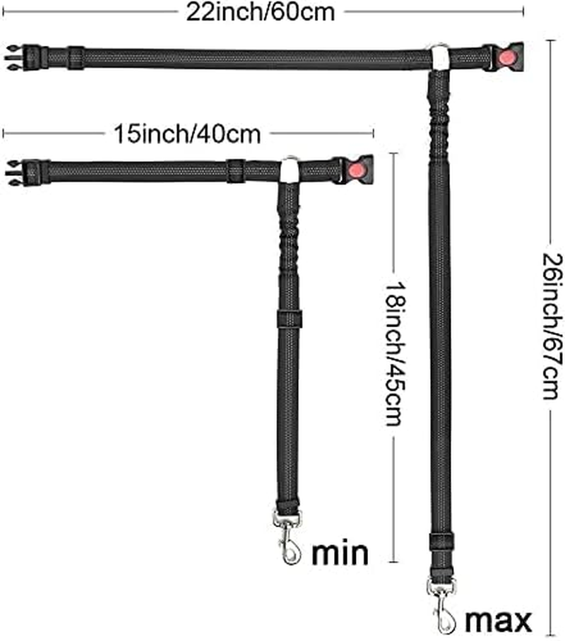 Dog Seat Belts for Cars - Dog Car Harness Adjustable - Headrest Dog Car Seat Belt Restraint Puppy - Elastic Pet Dog Seatbelt Harness - Strong Leads Harness for Dogs Cats and Pets (Black)