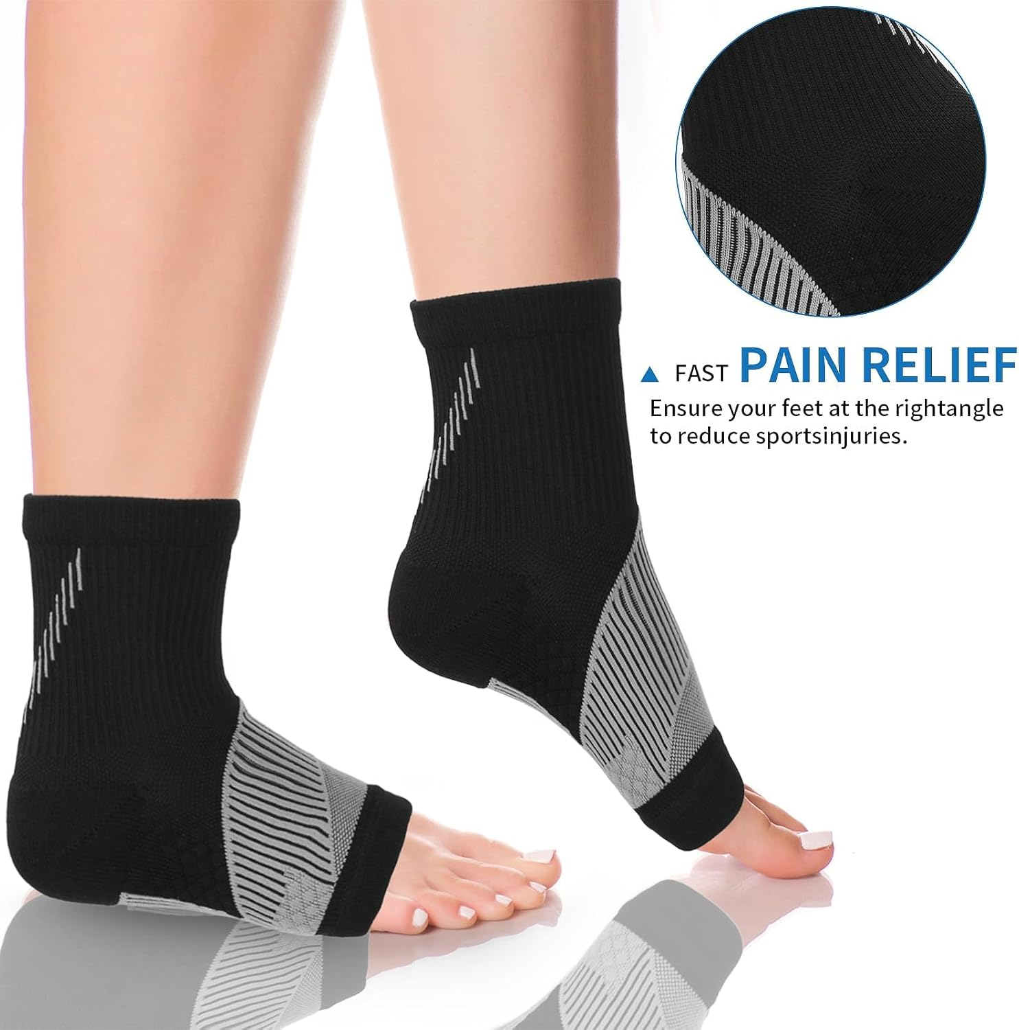 2 Pair Plantar Fasciitis Socks with Arch Support, Foot Care Ankle Brace Compression Sleeve, Eases Swelling & Heel Spurs, Ankle Brace Support, Increases Circulation image number 2