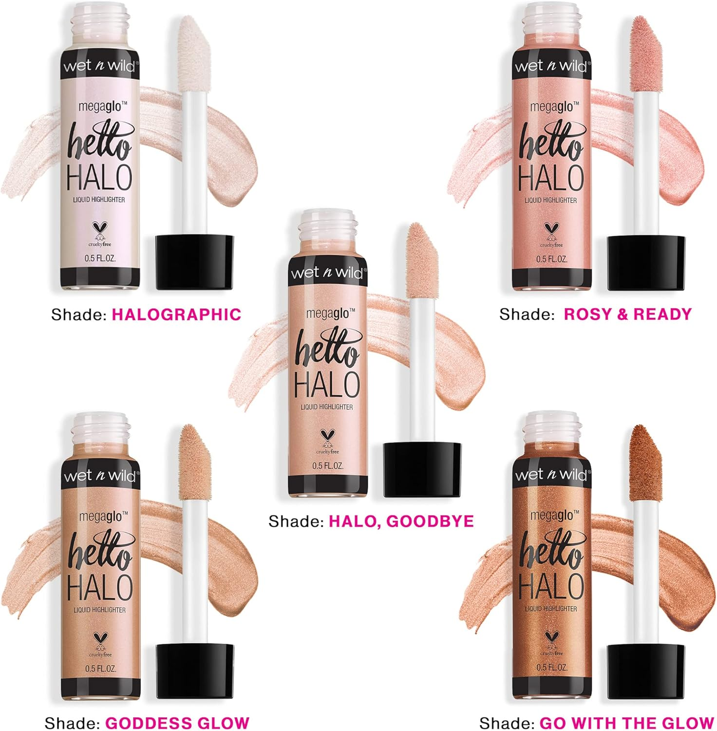 Wet N Wild Megaglo Hello Halo Liquid Highlighter Makeup, Shimmer, Rose Gold Halo, Goodbye image number 2